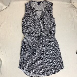 Gap Sleeveless navy floral tie waist shirt dress